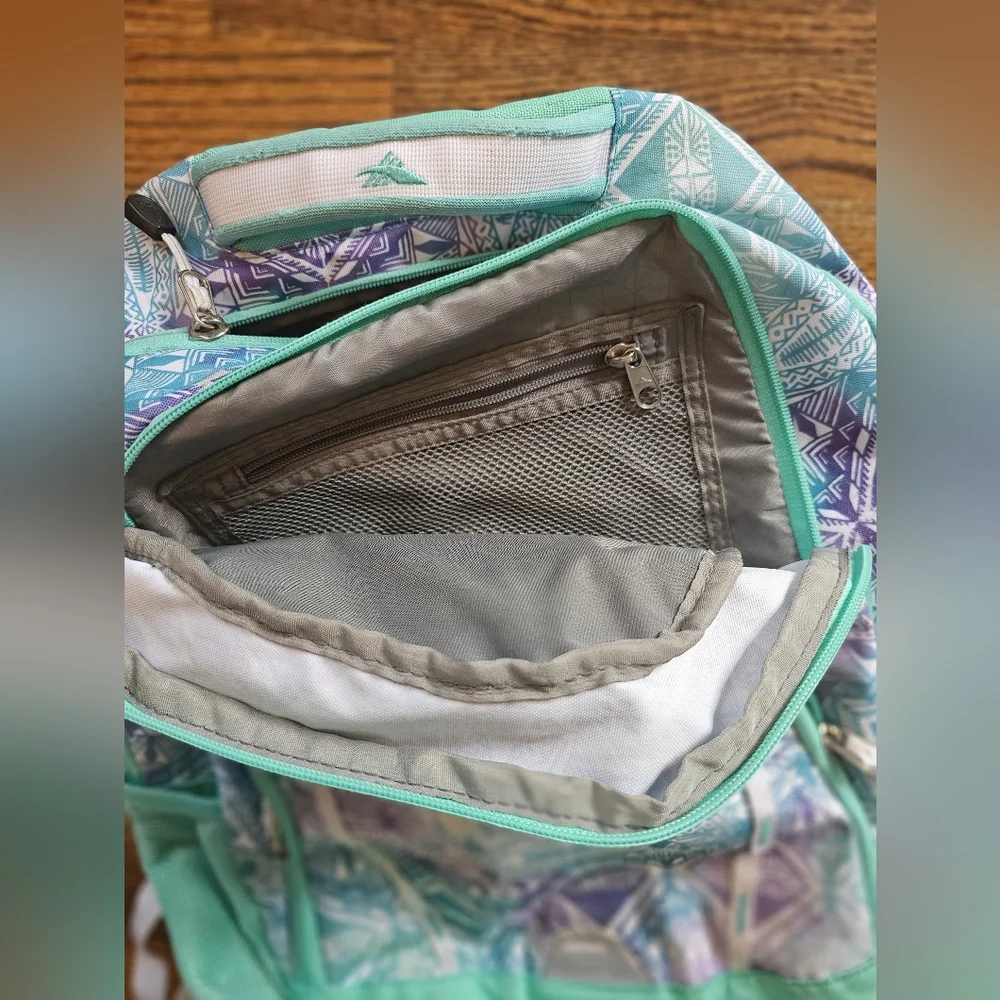 High Sierra teal purple canvas insulated cooler pocket school backpack